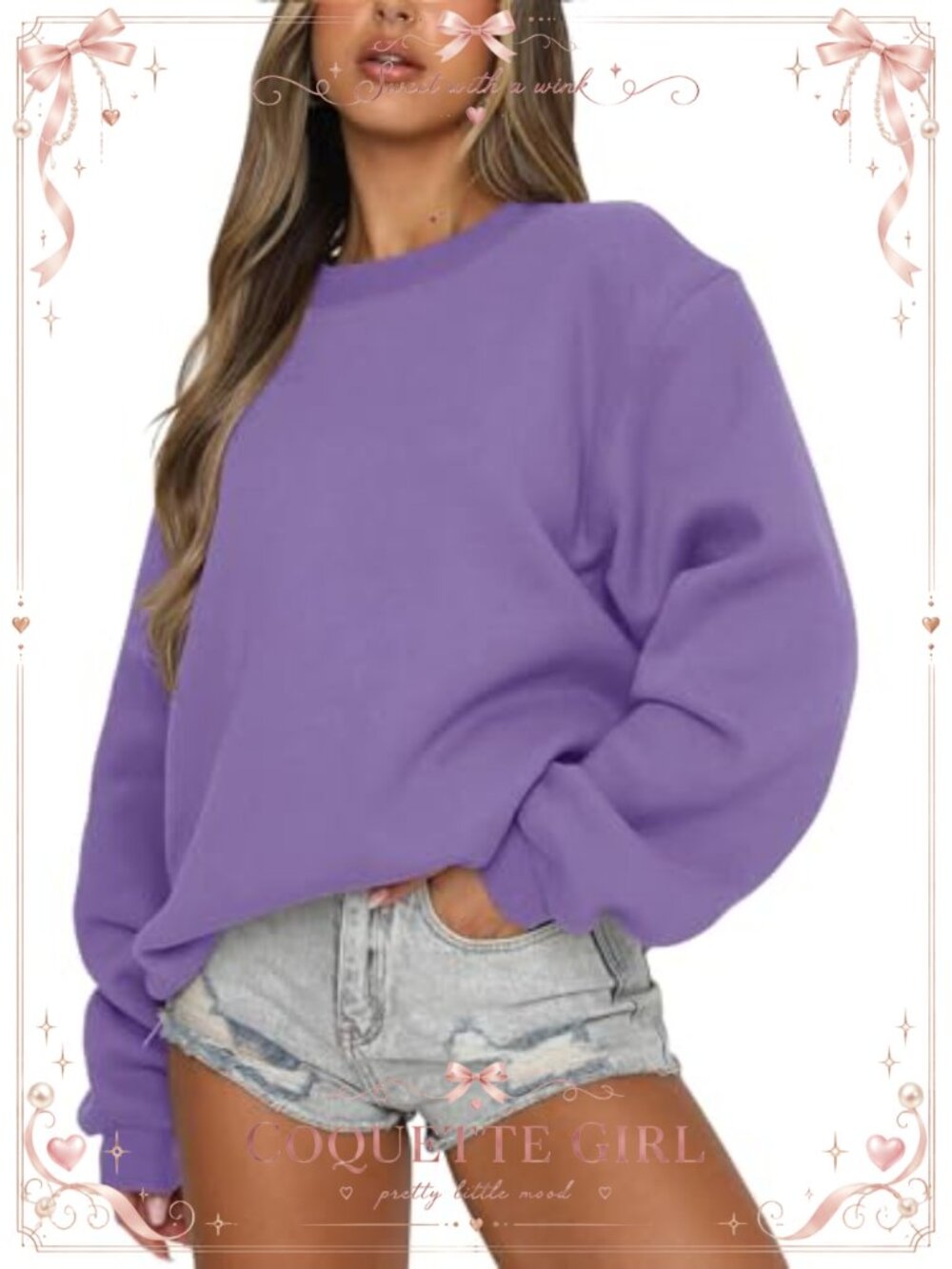 Women's Fleece Lined Crewneck Sweatshirt Long Sleeve Pullover Sweater